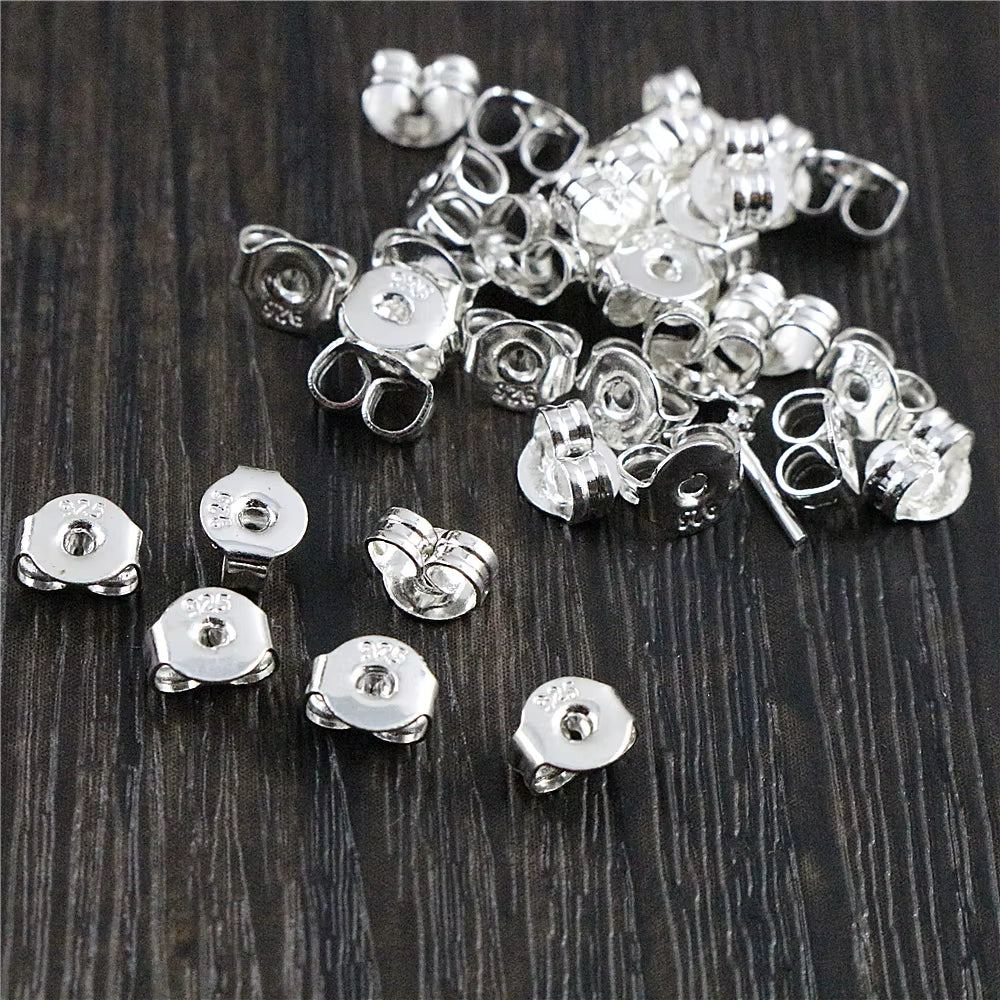 100Pcs High Quality 925 Silver Plated Rose Gold Color Copper Earring Back Plug Earring Settings Base Ear Studs Back Whole Sale