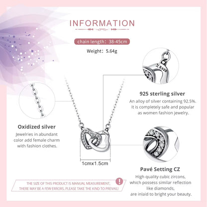 925 Sterling Silver Connected Heart Pendant Necklace for Girlfriend Valentine'S Day Gift Fine Jewelry SCN181