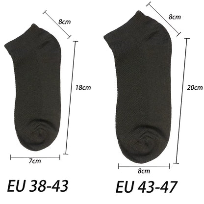 6 Pairs Breathable Men'S Socks Short Ankle Elastic Solid Color Mesh High Quality Business Unisex Sokken plus Size EU38-47