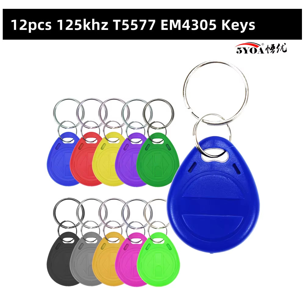 12Pcs RFID 125Khz EM4305 T5577 Blank Key Tag Chip Ring Coin Cards Tags Keytag Copy Rewritable Writable Rewrite Duplicate 125 Khz