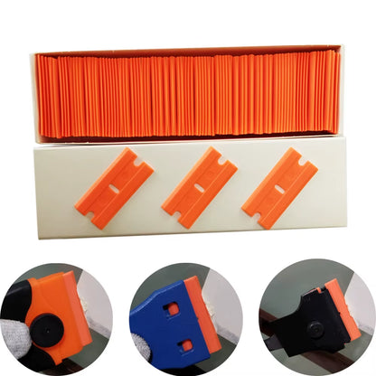 100Pcs Razor Blades Safety Scraper Glue Knife Glass Cleaner Replacement Carbon Steel Blade Ceramic Car Labels Remover E13