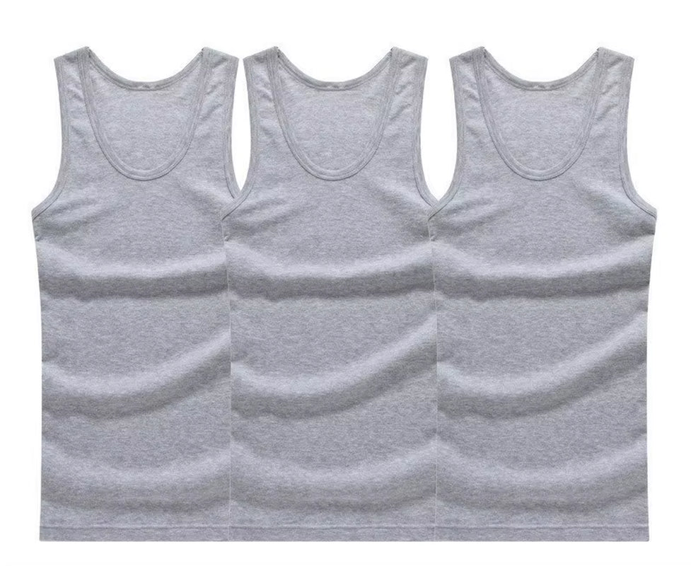 3Pcs/Lot Cotton Mens Underwear Sleeveless Tank Top Solid Muscle Vest Undershirts O-Neck Gymclothing T-Shirt Men'S Vest