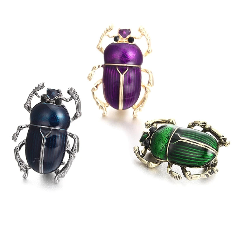 New Vintage Jewelry Beetle Brooches for Women Kids Enamel Green Purple Animal Insects Brooch Jewelry