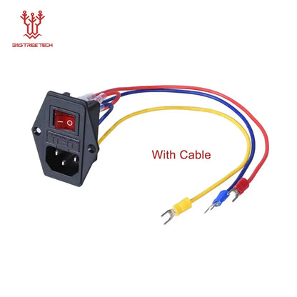 3D Printer Parts 10A 250V Power Switch AC Power Outlet with Red Triple Rocker Switch Fused Module Plug for 3D Printer