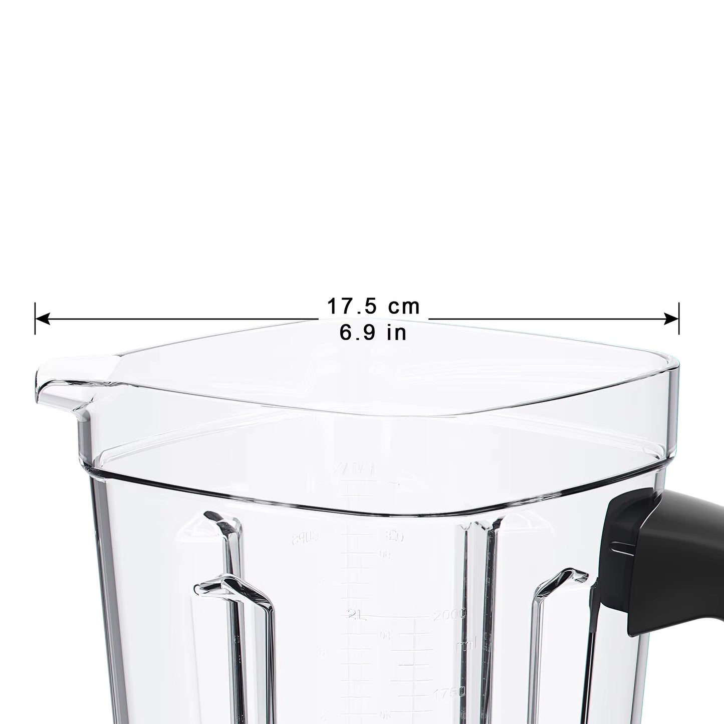 T5200 Blender Mixer Spare Parts 2L Square Container Jar Jug Pitcher Cup Bottom with Serrated Smoothies Blades Lid BPA FREE