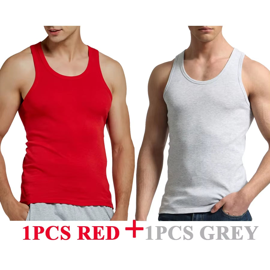 Tank Tops Men 100% Cotton Solid Vest Male Breathable Sleeveless Tops Slim Casual Gym Running Comfortable Undershirt Mens Gift