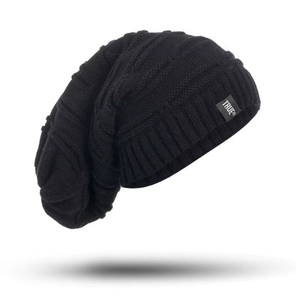 New True Letter Winter Hat Long Size Knitted Cap High Quality Casual Beanies for Men & Women Solid Bonnet Cap