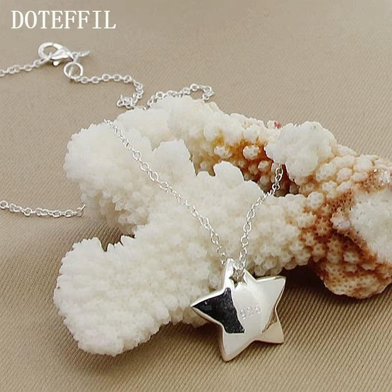 Genuine 925 Sterling Silver Star Pendant Necklace 18 Inches Chain Fashion Jewelry Necklace for Women Hot Sale