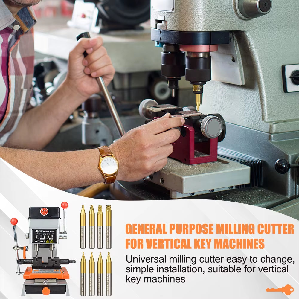 1Pc 6Mm Shank Titanium Coated Key Cutting Machine End Milling Cutter 1/1.5/2.0/2.5/3.0/4.0/5.0Mm Vertical Key Machine