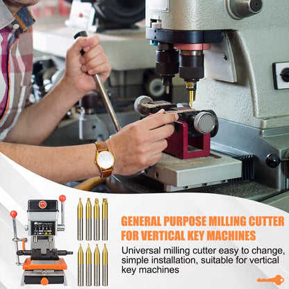 1Pc 6Mm Shank Titanium Coated Key Cutting Machine End Milling Cutter 1/1.5/2.0/2.5/3.0/4.0/5.0Mm Vertical Key Machine