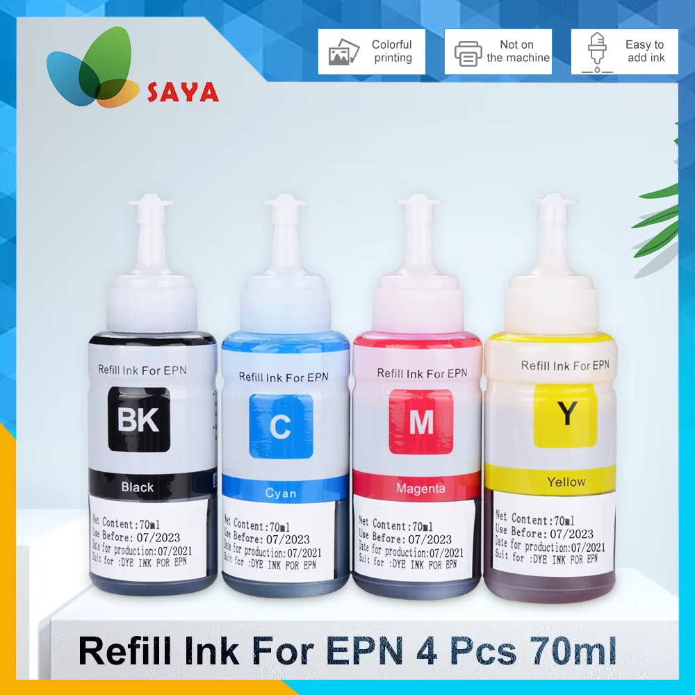 664 Refill Dye Ink for  L100 L110 L210 L120 L220 L310 L355 L362 L366 L365 L380 L486 L800 L805 L810 ET-2650 Printer 4 Colors