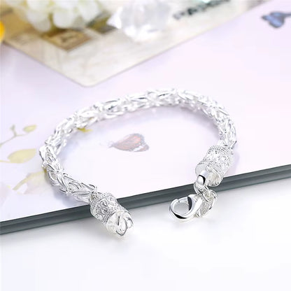 925 Sterling Silver/18K Gold Lobster Clasp Bracelet for Woman Man Fashion Wedding Engagement Jewelry