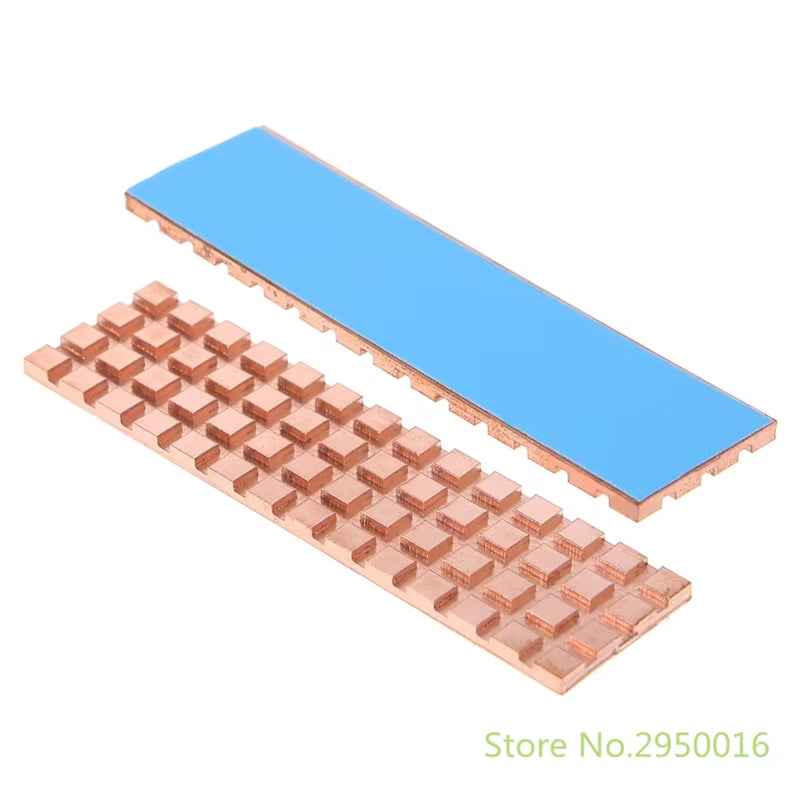 Copper Heatsink Cooler Heat Sink Thermal Conductive Adhesive for M.2 NGFF 2280 PCI-E NVME SSD 67X18Mm Thickness 1.5/2/3/4/6Mm
