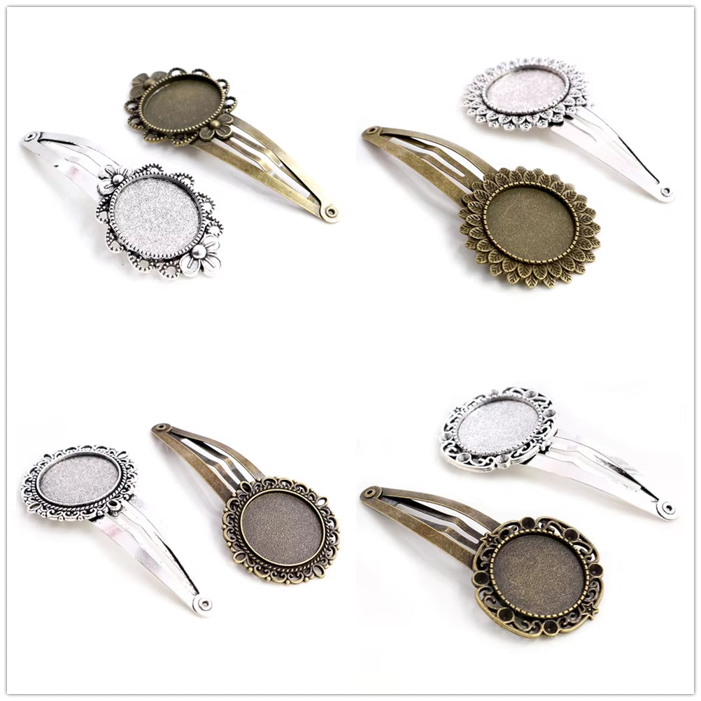 14 16Mm 18Mm 20Mm round Oval 18X25Mm Antique Silver Plated Bronze Copper Material Hairpin Hair Clips Base Setting Cabochon Cameo