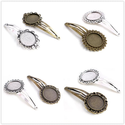 14 16Mm 18Mm 20Mm round Oval 18X25Mm Antique Silver Plated Bronze Copper Material Hairpin Hair Clips Base Setting Cabochon Cameo