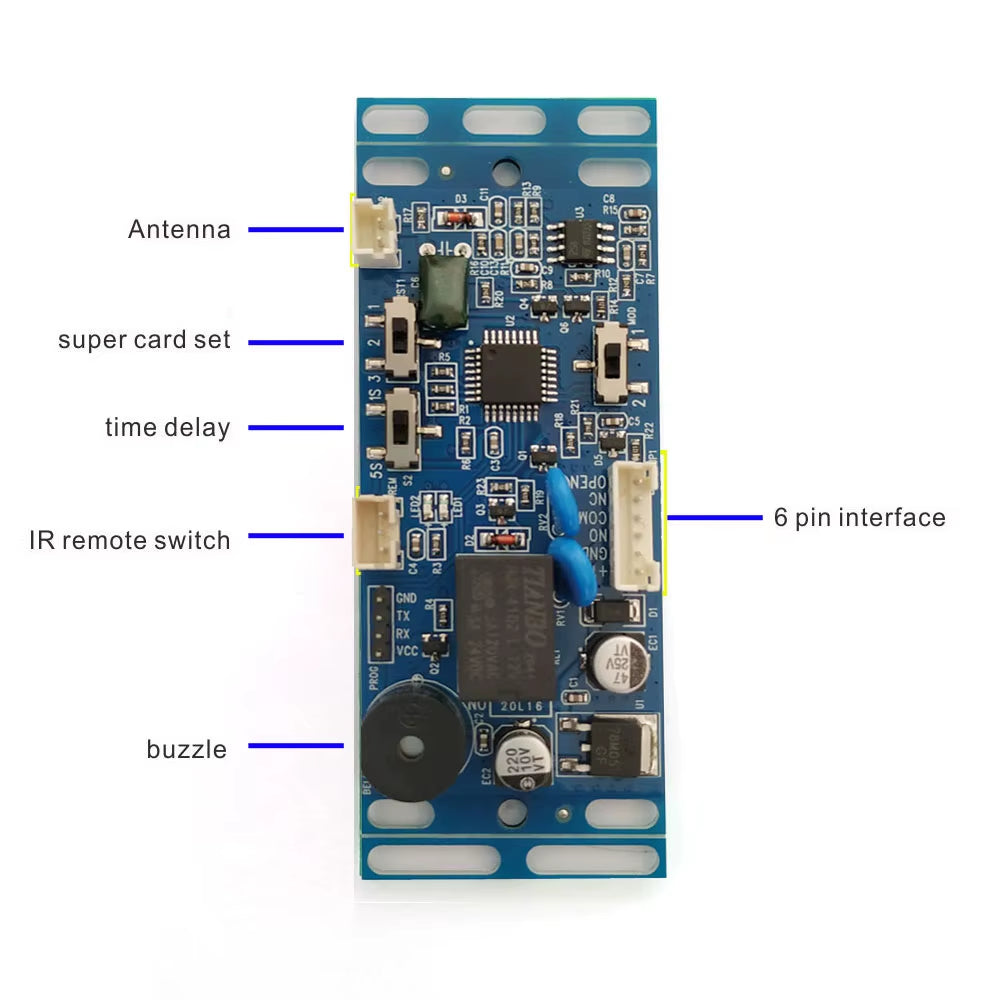 RFID EM/ID Embedded Door Access Control Intercom Access Control Lift Control with 2Pcs Mother Card 10Pcs Em Key Fob