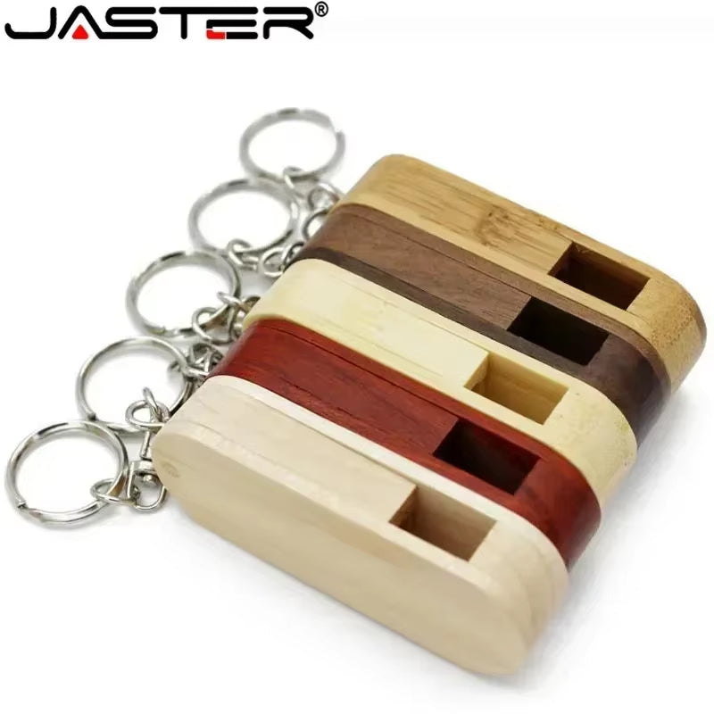 Wooden Rotatable USB USB Flash Drives 128GB Memory Stick Free Custom Logo 64GB 32GB with Key Chain Business Gift Pendrive