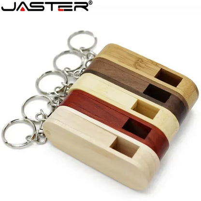 Wooden Rotatable USB USB Flash Drives 128GB Memory Stick Free Custom Logo 64GB 32GB with Key Chain Business Gift Pendrive