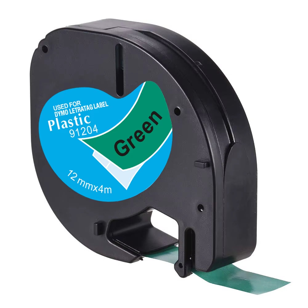 CIDY 91201 Compatible 12Mm*4M Black on White Dymo Letratag Plastic Tape LT 91331 LT9120112267 18769 18771 for LT-100H LT-100T