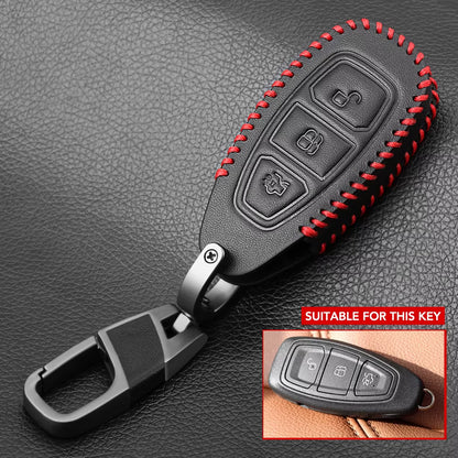 Car Styling Leather Key Chain Ring Cover Case Holder for Ford Focus 2 3 4 MK2 MK3 MK4 Kuga Edge Mondeo Fusion Ecosport Fiesta