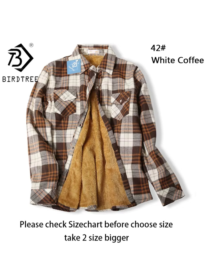 Velvet Thick Warm Women'S Plaid Shirt Female Long Sleeve Tops M-5XL Winter Fleece Casual Check Blouse Autumn Clothes T77710A