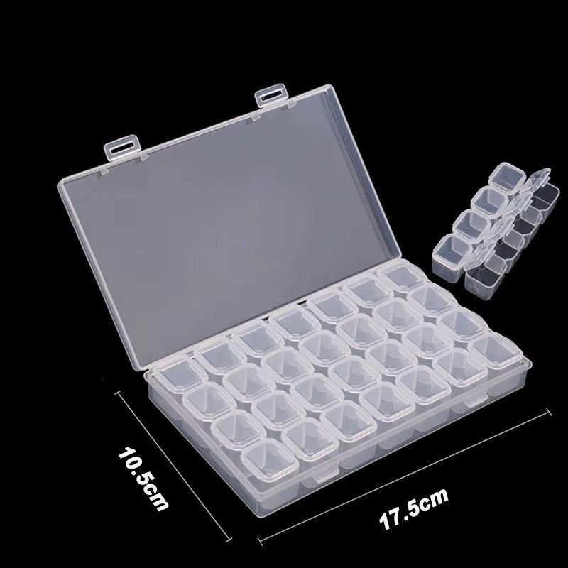 1Pcs Square Transparent Plastic Storage Box Case 10/24 Slot Adjustable for Pills Jewelry Beads Earring Case Organizer