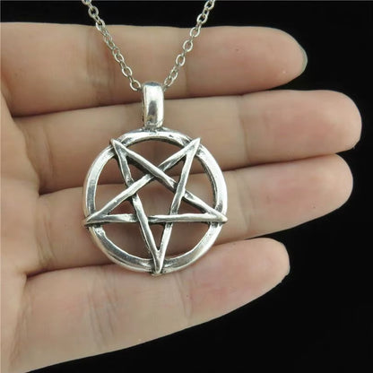 Goth Wicca Witch Pentacle Amulet Pentagram Pendant Women Necklaces Vintage Star Chain Collier for Men Kpop Gift Jewelry Making