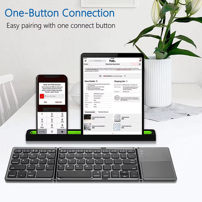 New Portable Mini Three Folding Bluetooth Keyboard Wireless Foldable Touchpad Keypad for IOS Android Windows Ipad Tablet