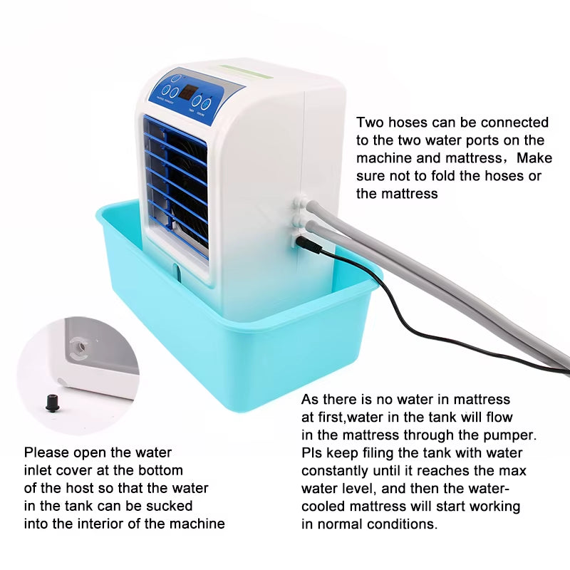 Water Circulation Bed Ice Sleeping Pad Water-Cooled Refrigeration Mattress Cooling Fan Conditioner Air Conditioning Cooler EU US