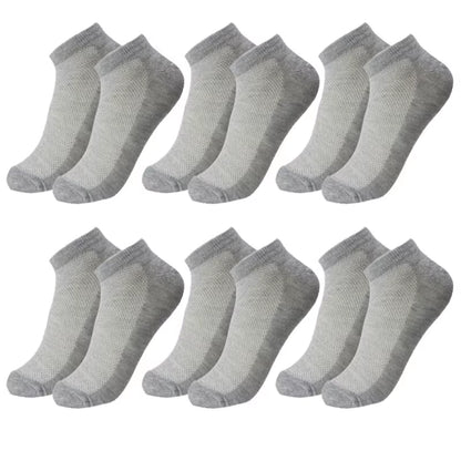 6 Pairs Breathable Men'S Socks Short Ankle Elastic Solid Color Mesh High Quality Business Unisex Sokken plus Size EU38-47