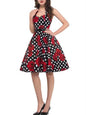 Polka Dot Dress Women Vintage Swing Halter Belt 50S 60S Rockabilly Prom Party Dresses Retro Feminino Vestidos