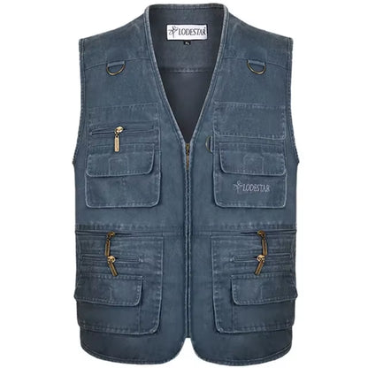8XL 9XL 10XL New Male Casual Summer Big Size Cotton Sleeveless Vest with Many 16 Pockets Men Multi Pocket Photograph Waistcoat