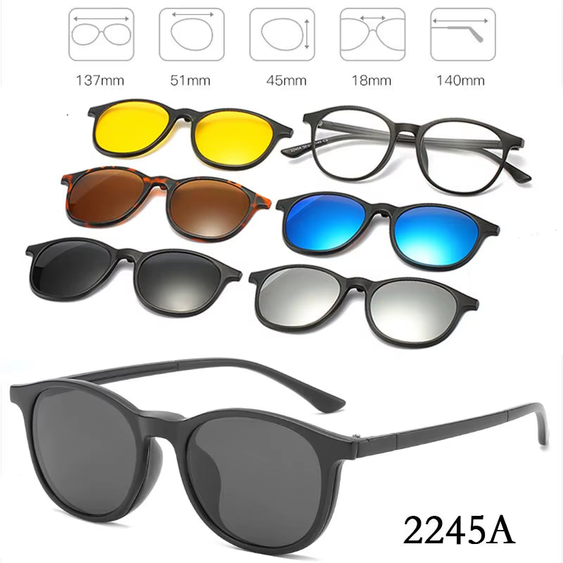 6 in 1 Changed Lens 5 Lenes Magnet Sunglasses Mirrored Sunglasses Glasses Men Polarization Custom Prescription