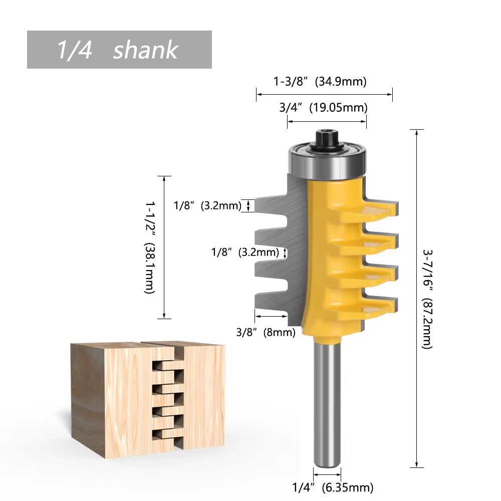 LA VIE 6Mm 1/4" 8Mm 12Mm 1/2" Shank Finger Joint Glue Router Bit Milling Cutter Mortaise Tenon Knife Cone Woodwork Cutters Tools