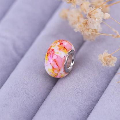 New European Colorful Lampwork Glass Bead Murano Plastic Aolly Charm Fit Pan Brand Bracelet Bangle Women DIY Jewelry Dropship