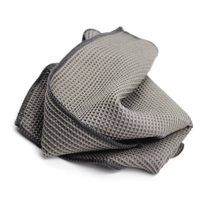 2PC Car Wash Towel Glass Cleaning Water Drying Microfiber Window Clean Wipe Auto Detailing Waffle Weave for Kitchen Bath 40*40Cm