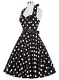 Polka Dot Dress Women Vintage Swing Halter Belt 50S 60S Rockabilly Prom Party Dresses Retro Feminino Vestidos