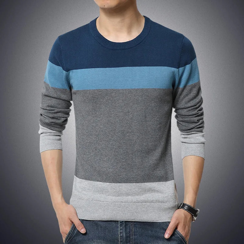 2025 Autumn Casual Men'S Sweater O-Neck Striped Slim Fit Knittwear Mens Sweaters Pullovers Pullover Men Pull Homme M-4XL