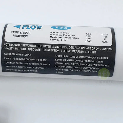 Quick Connect 10 Inch T33 with 2Pcs Fitting Water Purifier INLINE COCONUT Carbon Post WATER FILTER Cartridge REVERSE OSMOSIS
