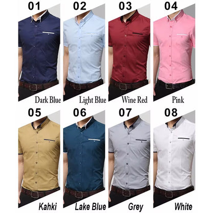 2025 New Arrival Brand Men'S Summer Business Shirt Short Sleeves Turn-Down Collar Tuxedo Shirt Shirt Men Shirts Big Size 5XL
