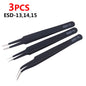 Anti-Static ESD Stainless Steel Tweezers Set Maintenance Tools Industrial Precision Curved Straight Tweezers Repair Tools Set