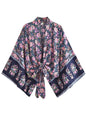 Boho Vintage Floral Print Beach Summer Short Kimono Women Fashion Ladies Casual V Neck Batwing Sleeves Bohemian Cover-Ups