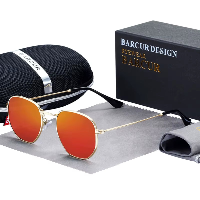 Classic Retro Reflective Sunglasses Man Hexagon Sunglasses Metal Frame Eyewear Sun Glasses with Box Oculos De Sol Gafas