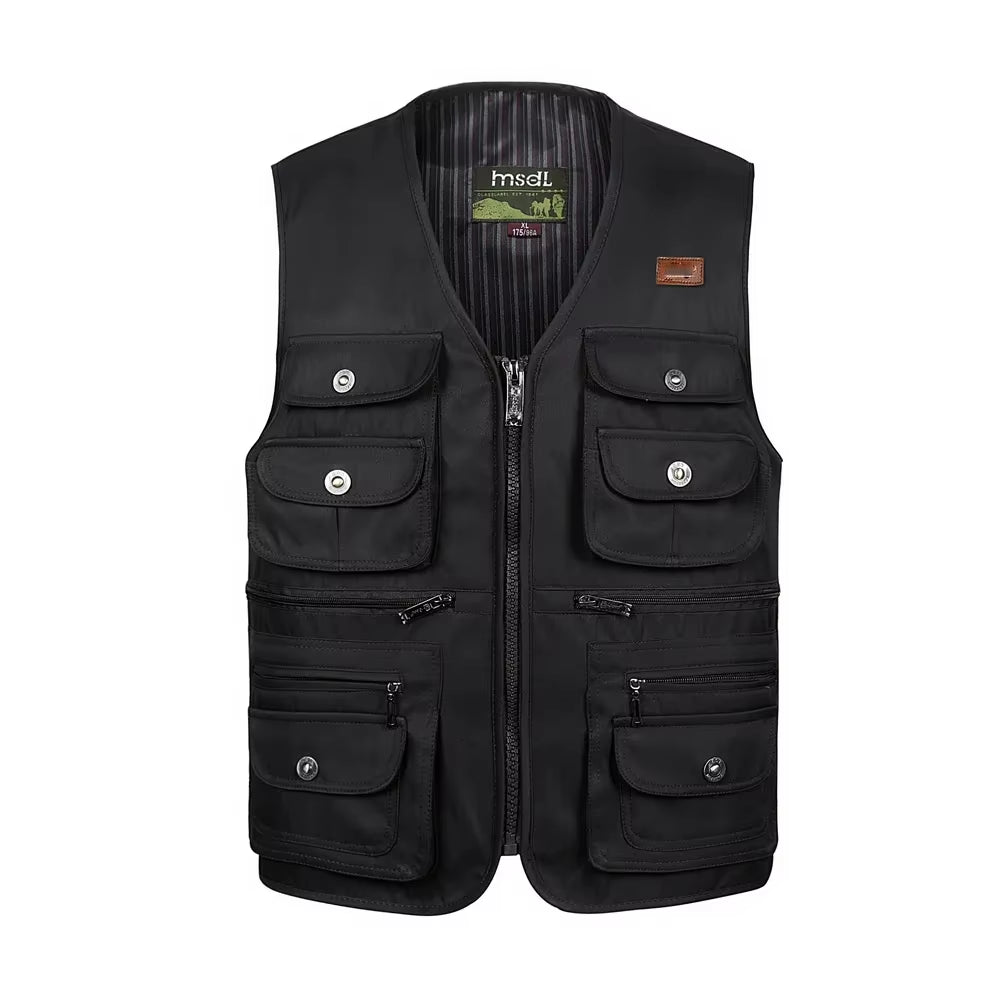 Men Large Size XL-4XL Motorcycle Casual Vest Male Multi-Pocket Tactical Fashion Waistcoats High Quality Masculino Overalls Vest