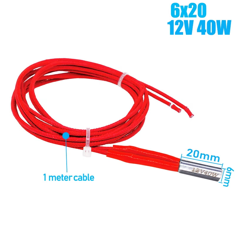 6X16 6X20 6X30Mm Ceramic Cartridge Heater 12V 24V 40W 50W 60W 70W for CNC 3D Printer Print Head Hotend J-Head