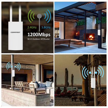 300Mbps-1200Mbps Wireless Wifi Repeater Outdoor 2.4&5.8Ghz High Power Waterproof Street Extender Wifi Router Antenna AP