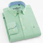 Men'S Long Sleeve Oxford Plaid Striped Work Casual Shirt with Pocket, Spring Autumn Cotton Blend Regular-Fit Button-Down Shirts