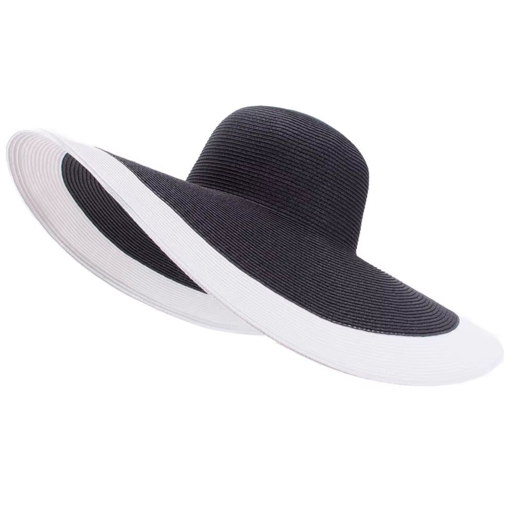 7.1''/18Cm Foldable Oversized Huge Wide Brim Sun Beach Straw Hats Wedding Womens Floppy Party Dressy A330