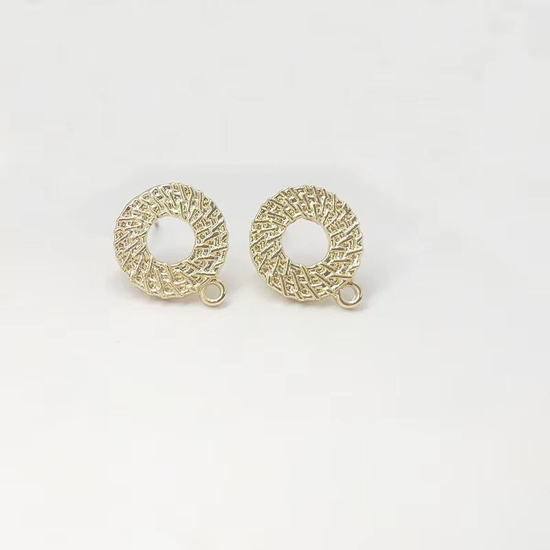 New 16*13Mm 10Pieces/Bag Zinc Alloy Gold Concentric Circles Earring Base Connectors Linkers for DIY Earring Jewelry Accessories