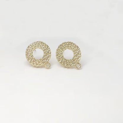 New 16*13Mm 10Pieces/Bag Zinc Alloy Gold Concentric Circles Earring Base Connectors Linkers for DIY Earring Jewelry Accessories